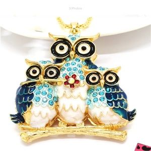 Mothers Day NEW Betsey Johnson owl family necklace